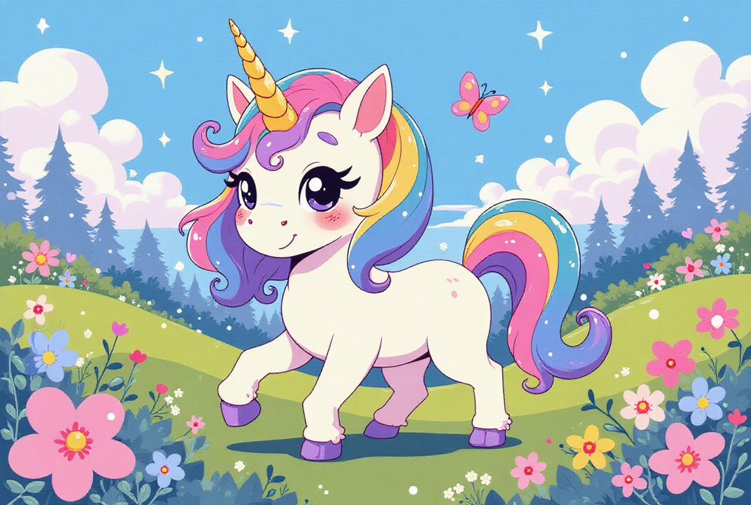 Bild sA¼Aes einhorn im wald